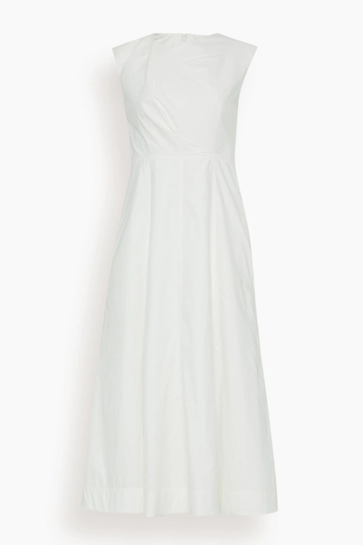 Cotton Poplin Midi Dress In White 1 Cotton Poplin Midi Dress In White