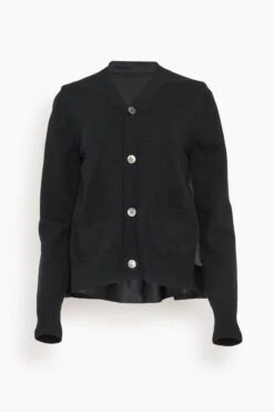 Sacai Wool Knit Cardigan In Black