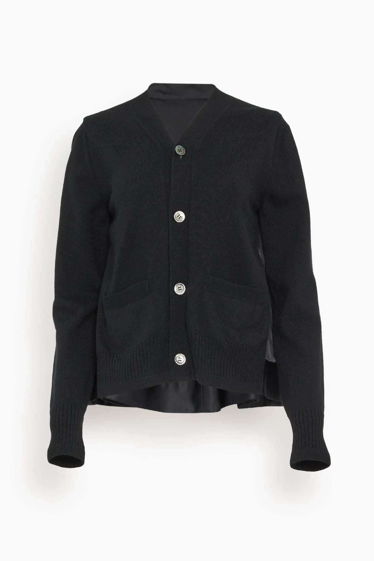 Sacai Wool Knit Cardigan In Black 1 Sacai Wool Knit Cardigan In Black