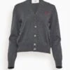 Red Ami De Coeur Cardigan In Heather Grey