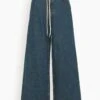 MM6 Maison Margiela Wide Leg Jean With Drawstring In Denim