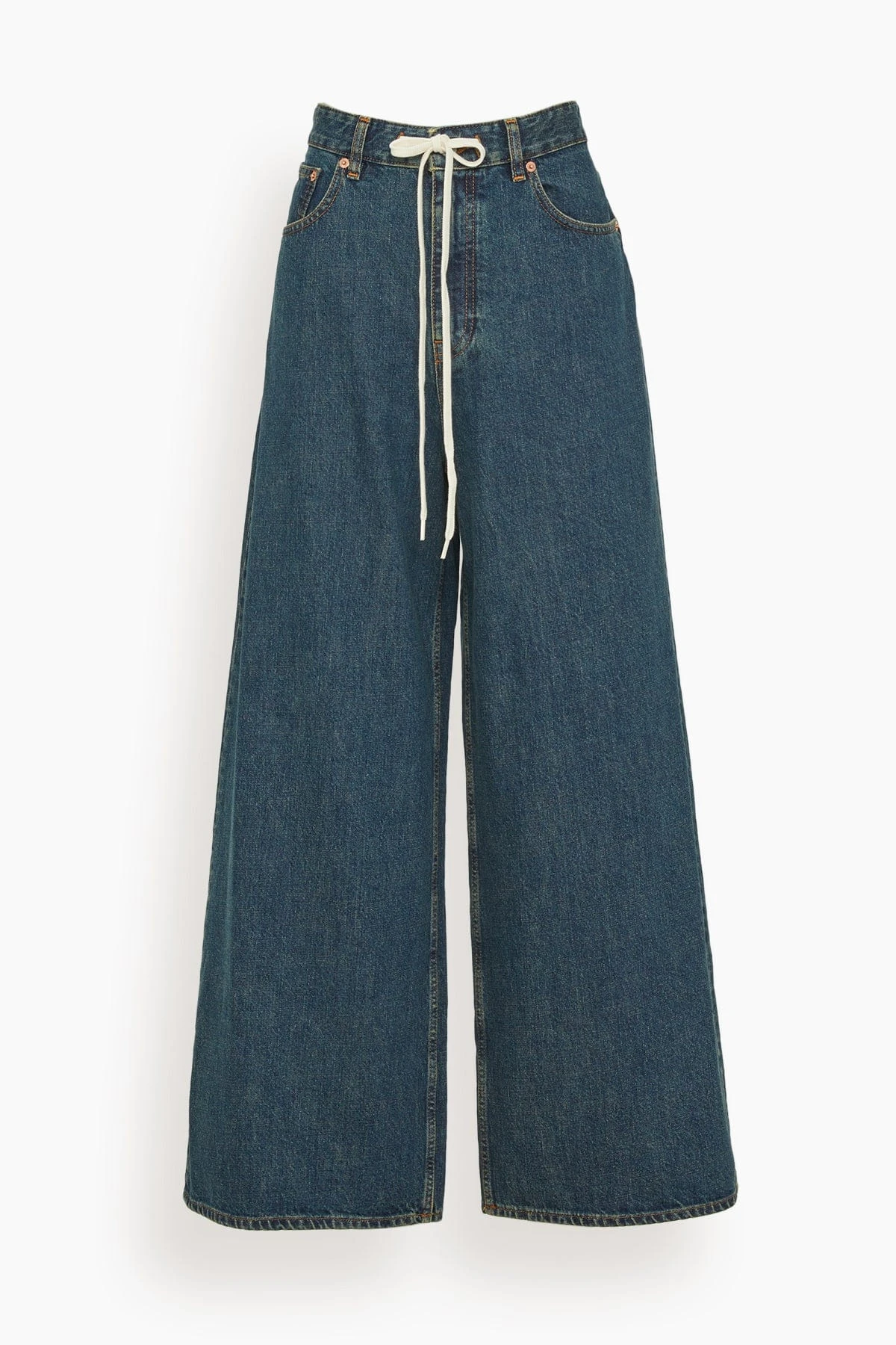 MM6 Maison Margiela Wide Leg Jean With Drawstring In Denim 1 MM6 Maison Margiela Wide Leg Jean With Drawstring In Denim