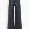 Stretch Nappa Pants In Black/Blue