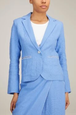 Hand Embroidered Jacket In Blue Azur -Dries Van Noten Shop HandEmbroideredJacketinBlueAzur 2