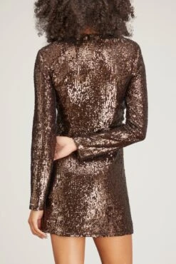 Monty Hammered Sequins Blazer Mini Dress In Sable -Dries Van Noten Shop JS MontyHammeredSequinsBlazerMiniDressinSable 3