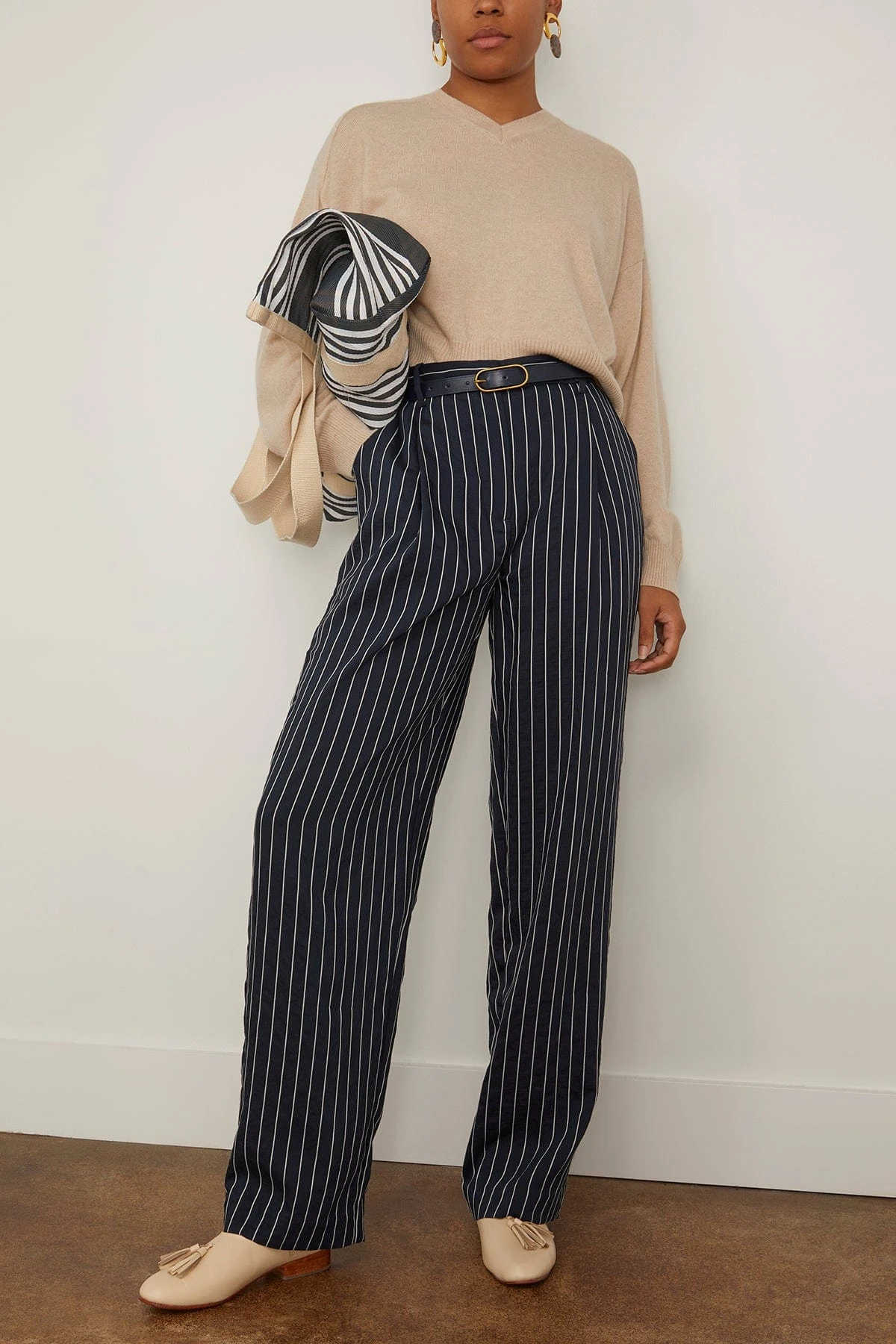 Emsalo V Neck Sweater In Cream Melange 2 Emsalo V Neck Sweater In Cream Melange - Image 2