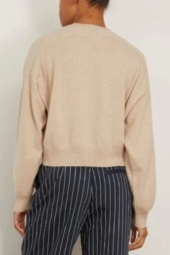 Emsalo V Neck Sweater In Cream Melange 7 Emsalo V Neck Sweater In Cream Melange -Dries Van Noten Shop LoulouStudio EmsaloVNeckSweaterinCreamMelange 3