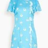 Harlow Mini Dress In Blue Vintage Pansy Print