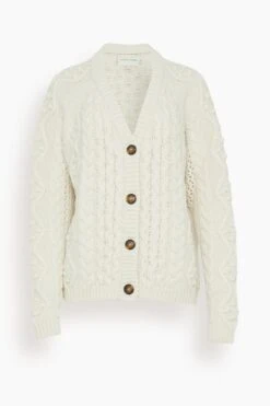 Kuma Cable Knit Cardigan In Ivory -Dries Van Noten Shop a4d1799debb4d490a4b5e919b089c245