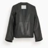 FORTE_FORTE Nappa Leather Kimono Jacket In Noir