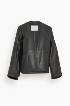 FORTE_FORTE Nappa Leather Kimono Jacket In Noir