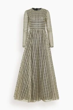 GIAMBATTISTA VALLI Embroidered Tulle Dress In Black/Gold