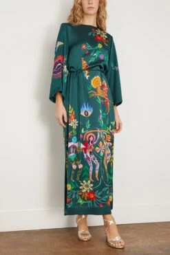 Agatha Midi Dress In Teal -Dries Van Noten Shop alemais AgathaMidiDressinTeal 2