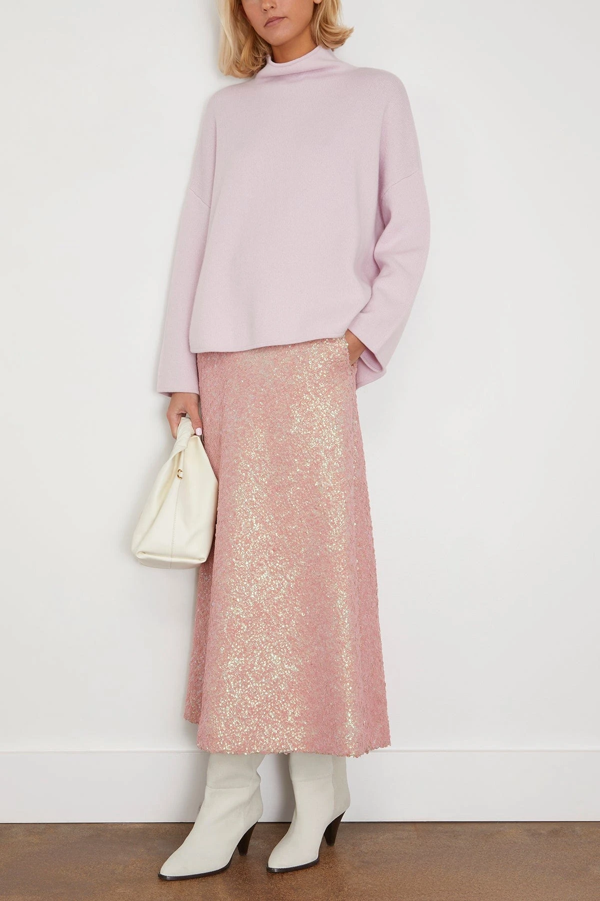 ALLUDE Mock Sweater In Soft Rose 2 ALLUDE Mock Sweater In Soft Rose - Image 2
