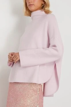 ALLUDE Mock Sweater In Soft Rose 6 ALLUDE Mock Sweater In Soft Rose -Dries Van Noten Shop allude MockSweaterinSoftRose 2