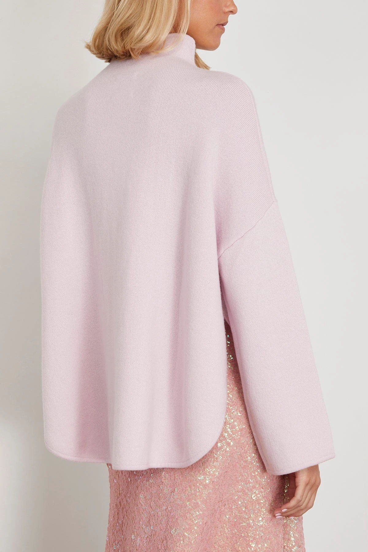 ALLUDE Mock Sweater In Soft Rose 4 ALLUDE Mock Sweater In Soft Rose - Image 4
