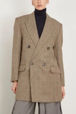 Double Breasted Oversized Jacket In Champagne/Black -Dries Van Noten Shop ami DoubleBreastedOversizedJacketinChampagneBlack 2