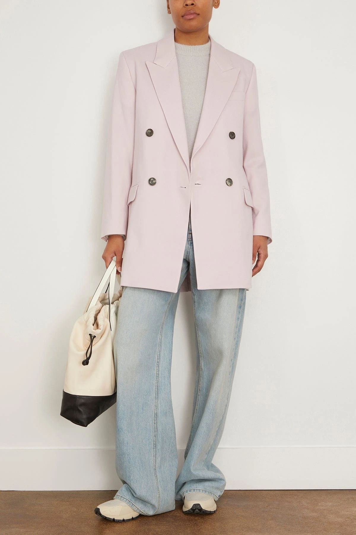 Double Breasted Oversized Jacket In Powder Pink 2 Double Breasted Oversized Jacket In Powder Pink - Image 2