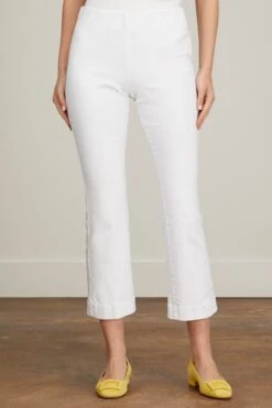 Faye Flare Cropped Pant In White Stretch -Dries Van Noten Shop ann mashburn faye flare cropped pant in white stretch 2