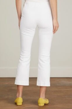 Faye Flare Cropped Pant In White Stretch -Dries Van Noten Shop ann mashburn faye flare cropped pant in white stretch 3