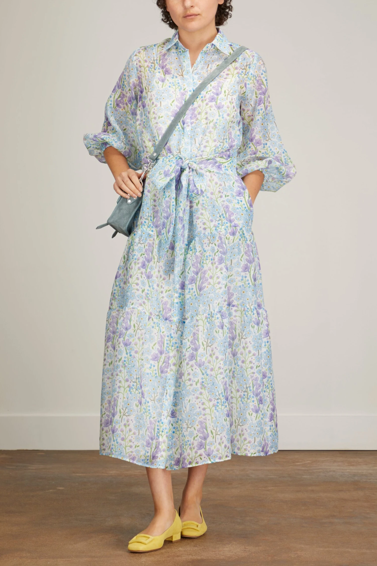 Isla Shirtdress In Lilac/Blue Floral 2 Isla Shirtdress In Lilac/Blue Floral - Image 2