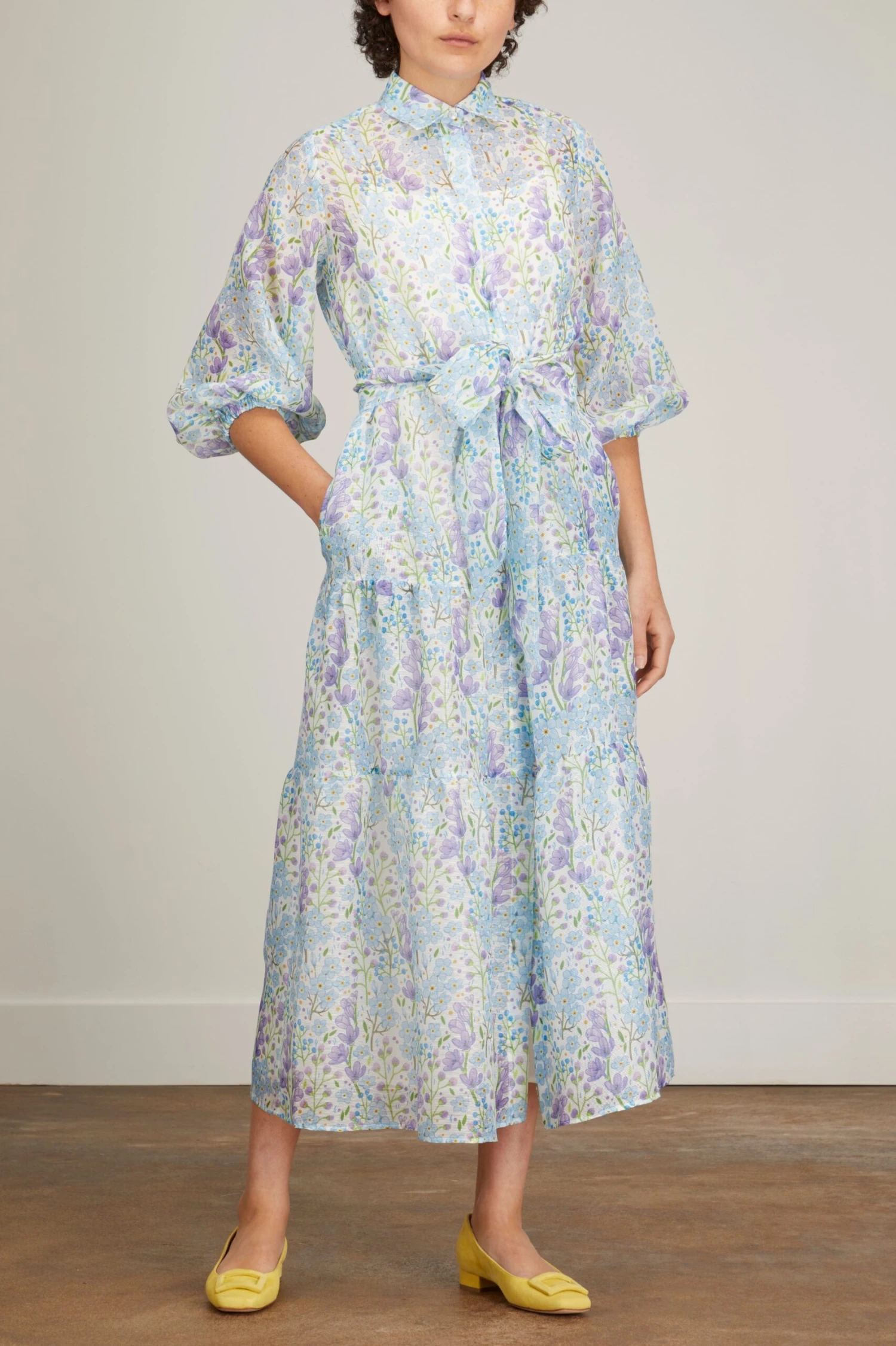 Isla Shirtdress In Lilac/Blue Floral 3 Isla Shirtdress In Lilac/Blue Floral - Image 3