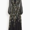 GIAMBATTISTA VALLI Printed Georgette Dress In Black/Green