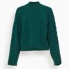 Walker Cable Knit Sweater In Deep Forest