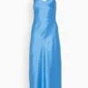 Midi Bias Slip Dress In Cornflower Blue