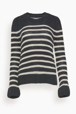 Tilda Crewneck Mariner Stripe Sweater In Black/Powder Stripe
