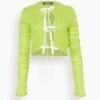 Knotted Cardigan In Lime