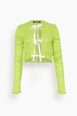 Knotted Cardigan In Lime