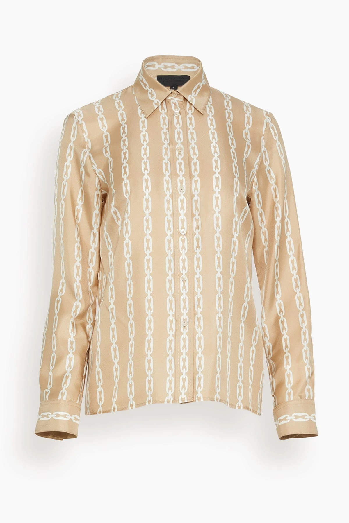 NILI LOTAN Lou Shirt In Chain Link Khaki/Ivory 1 NILI LOTAN Lou Shirt In Chain Link Khaki/Ivory