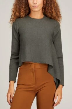 Heloise Crew Neck Sweater In Army -Dries Van Noten Shop callas milano heloise crew neck sweater in army 2