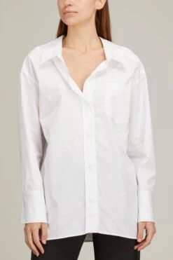 Petra Cotton Poplin Oversize Shirt In White -Dries Van Noten Shop callas milano petra cotton poplin oversize shirt in white 2
