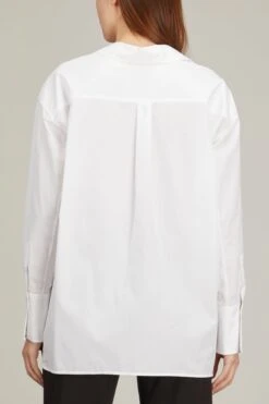 Petra Cotton Poplin Oversize Shirt In White -Dries Van Noten Shop callas milano petra cotton poplin oversize shirt in white 3