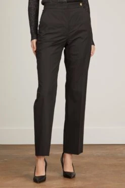 Stretch Poplin Trouser In Black -Dries Van Noten Shop callas milano stretch poplin trouser in black 2