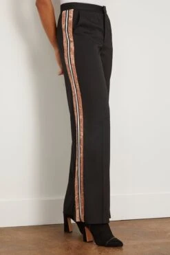 Viva Wide Leg Trouser With Tuxedo Stripe In Black -Dries Van Noten Shop callasmilano VivaWideLegTrouserwithTuxedoStripeinBlack 2