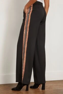Viva Wide Leg Trouser With Tuxedo Stripe In Black -Dries Van Noten Shop callasmilano VivaWideLegTrouserwithTuxedoStripeinBlack 3