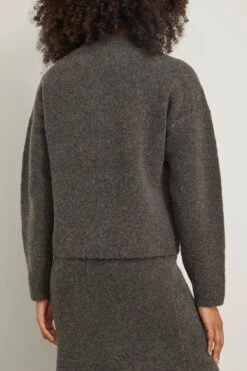 Alva Boucle Cocoon Knit Top In Charcoal -Dries Van Noten Shop clea AlvaBoucleCocoonKnitTopinCharcoal 3