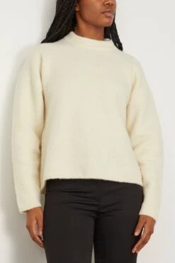 Alva Boucle Cocoon Knit Top In Ivory -Dries Van Noten Shop clea AlvaBoucleCocoonKnitTopinIvory 2
