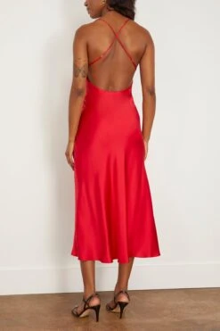 Open Cross Back Midi Slip Dress In Crimson Red 7 Open Cross Back Midi Slip Dress In Crimson Red -Dries Van Noten Shop dannijo OpenCrossBackMidiSlipDressinCrimsonRed 3
