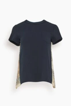 Sacai Bandana Print T-Shirt In Dark Navy/Beige