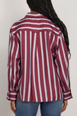 DOROTHEE SCHUMACHER Luxurious Stripes Blouse In Red Blue White Mix -Dries Van Noten Shop dorothee LuxuriousStripesBlouseinRedBlueWhiteMix 3