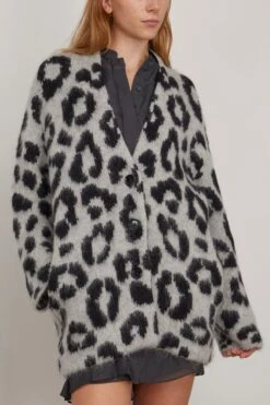 DOROTHEE SCHUMACHER Striking Leopard Coat In Black Grey Mix -Dries Van Noten Shop dorothee StrikingLeopardCoatinBlackGreyMix 2