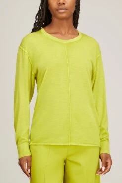 DOROTHEE SCHUMACHER Essential Twist Pullover In Acid Green -Dries Van Noten Shop dorothee schumacher essential twist pullover in acid green 2