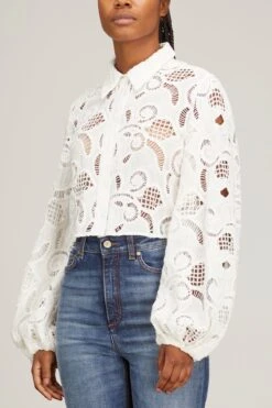 DOROTHEE SCHUMACHER Generous Gaze Cotton Blouse In Camellia White -Dries Van Noten Shop dorothee schumacher generous gaze cotton blouse in camellia white 2