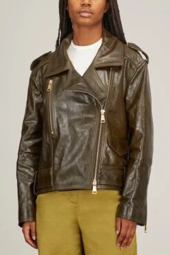 DOROTHEE SCHUMACHER Sleek Statement Jacket In Dark Green -Dries Van Noten Shop dorothee schumacher sleek statement jacket in dark green 2