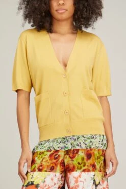Dries Van Noten Tulie Cardigan In Pale Yellow -Dries Van Noten Shop dries TulieCardiganinPaleYellow 2