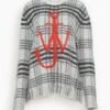 JW Anderson Tartan Check Crewneck Jumper In White/Black